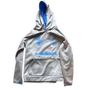 Under Armour Silver/Gray/Blue Logo Hoodie YMD Medium